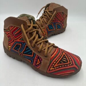 Mabacol Handmade Leather Brown Boots Size 42 Urban Walkers Tribal Art Shoes
